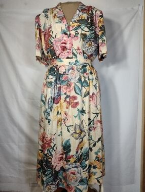 VTG Jerri Sherman Spring Linen Skirt & Silk Top Set  Size 12